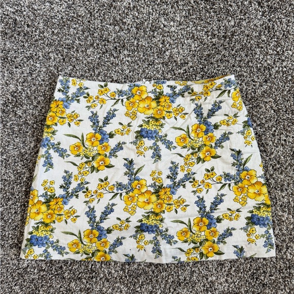 Yellow and Blue A-Line Mini Skirt for Casual Resort Wear - Picture 5 of 5